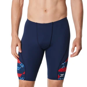 Cuissard de natation Ruse Blocks pour hommes - Marine/Rouge