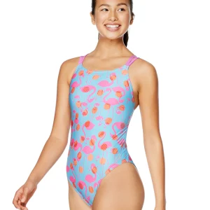 Maillot de bain une-pièce Printed Double Strap pour femmes - Flamingo Dot