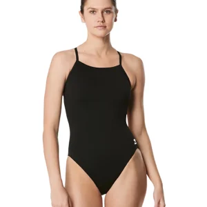 Maillot de bain une-pièce Solid Endurance+ Crossback pour femmes - Noir