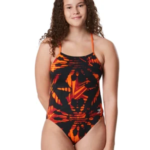 Maillot de bain une-pièce Reflected One Back pour femmes - Noir/Orange