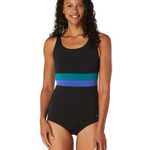 Maillot de bain une-pièce Banded Colourblock pour femmes - Noir