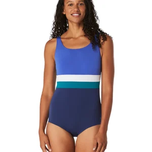 Maillot de bain une-pièce Banded Colourblock pour femmes - Bleu