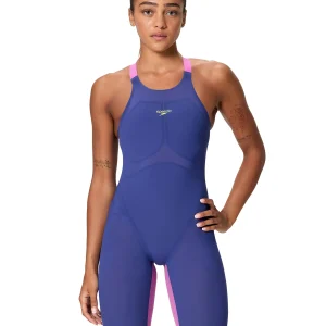 Maillot de compétition Fastskin LZR Pure Valor 2.0 Kneeskin Open Back pour femmes - Noble Navy/Neon Yellow