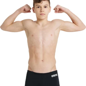 Short de natation coupe carrée Team Solid pour garçons - Noir