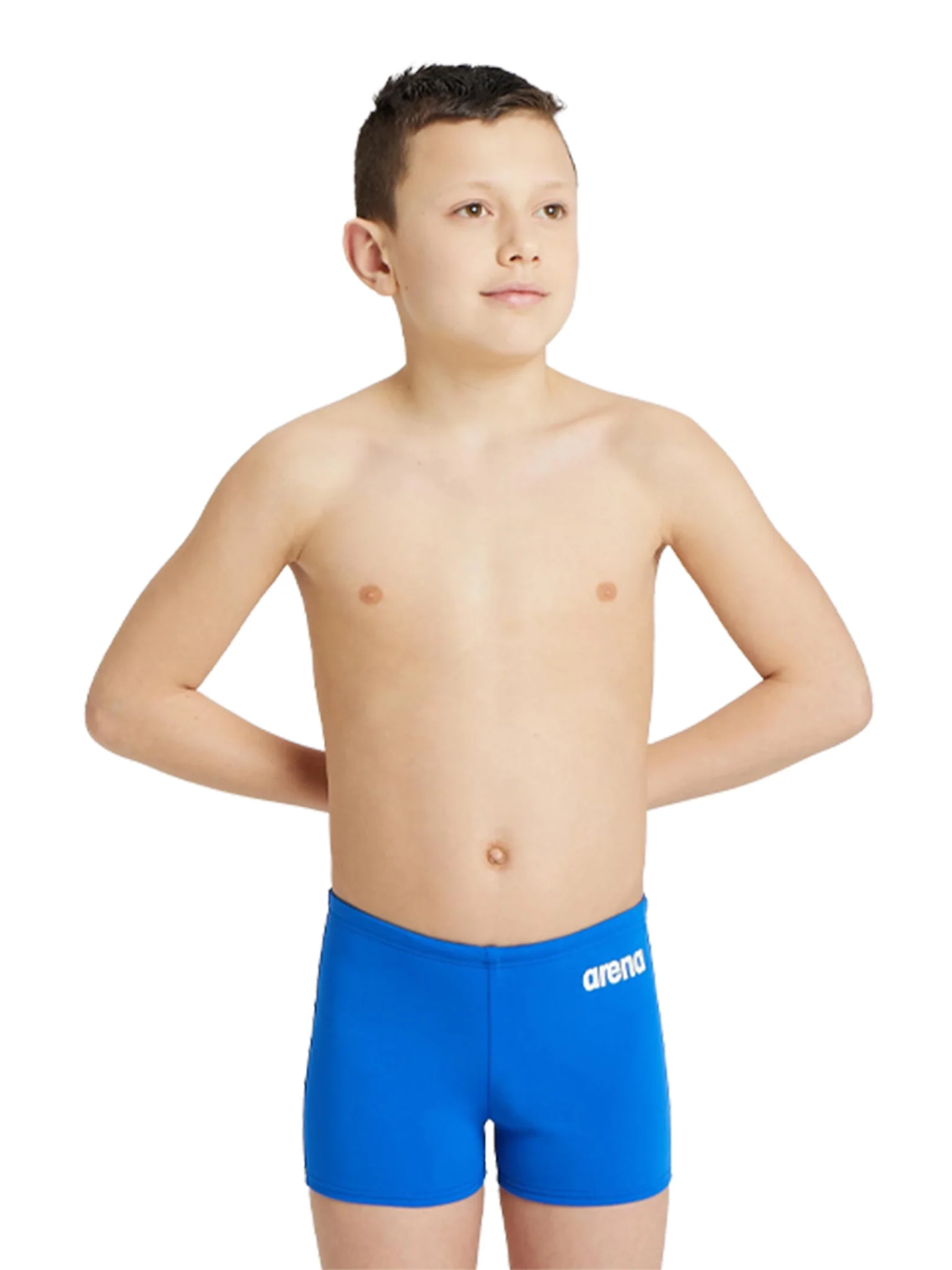 Short de natation coupe carrée Team Solid pour garçons - Bleu