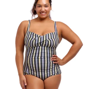 Maillot de bain une-pièce Ruched pour femmes - Admiralty Stripe