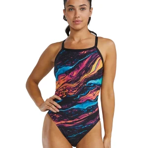 Maillot de bain une-pièce Diamondfit Durafast Elite Magnata pour femmes - Or/Noir