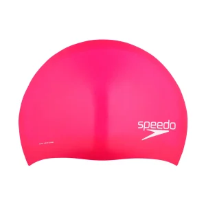 Bonnet de natation pour cheveux longs en silicone - Rose