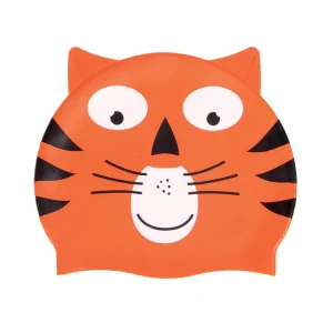 Bonnet de natation rigolo en silicone - Chat orange