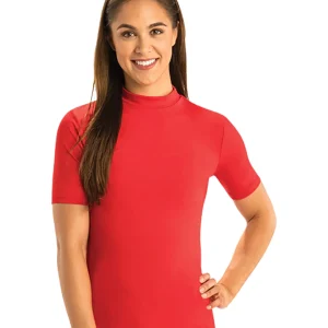 Rashguard à manches courtes et col montant - Rouge