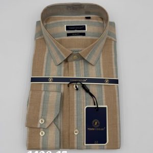 Chemise Tommy Dolby RayĆ©e Beige et Gris Homme ā ĆlĆ©gance Moderne