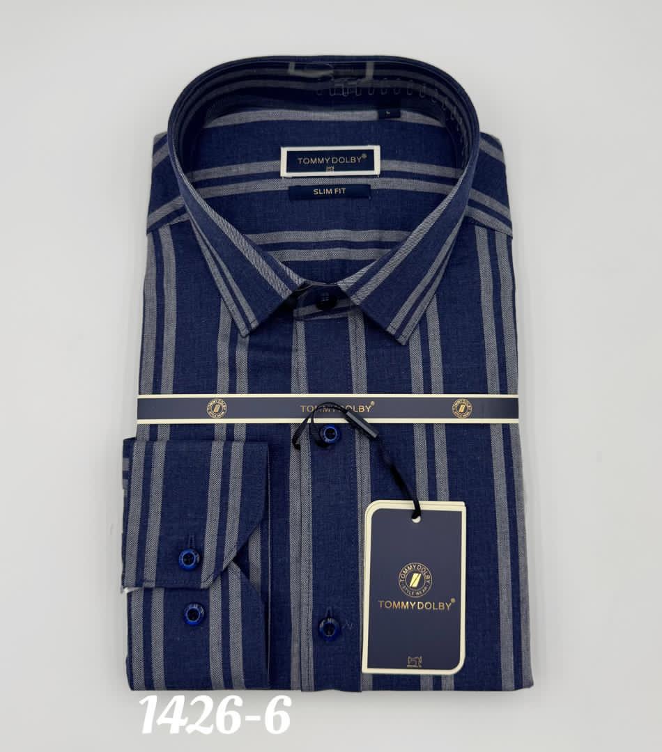 Chemise Tommy Dolby bleu rayé Homme – Élégance Audacieuse