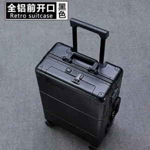 Valise Rétro Aluminium Noire – Élégance et Robustesse