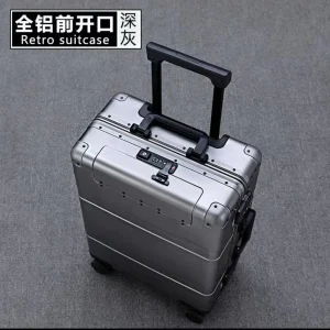 Valise Rétro Aluminium gris foncé – Style Luxueux et Robuste