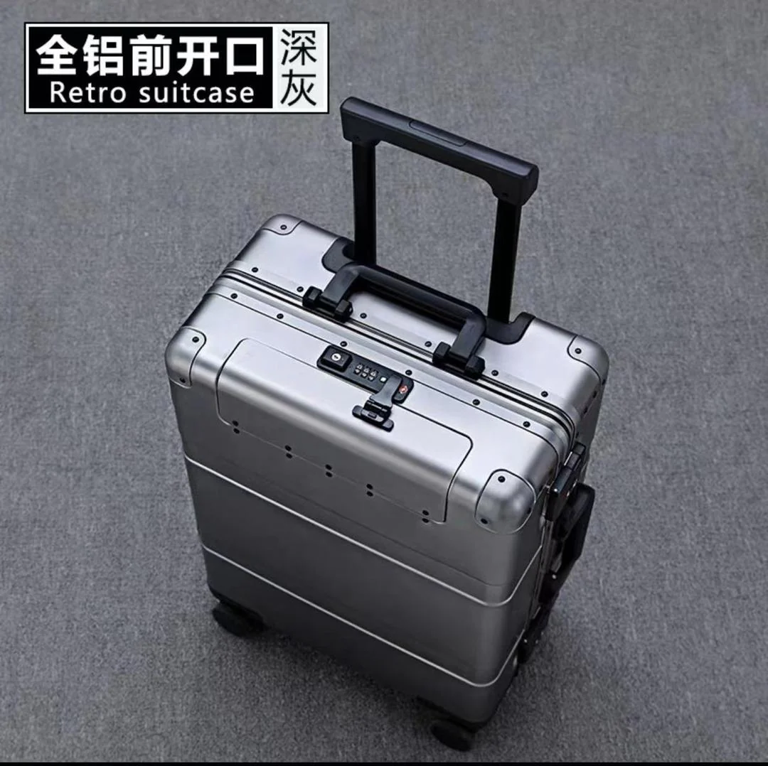 Valise Rétro Aluminium gris foncé – Style Luxueux et Robuste