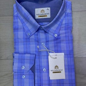 Chemise homme bleu royal motif géométrique – Haute qualité