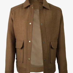 Veste utilitaire en laine marron pour femme
