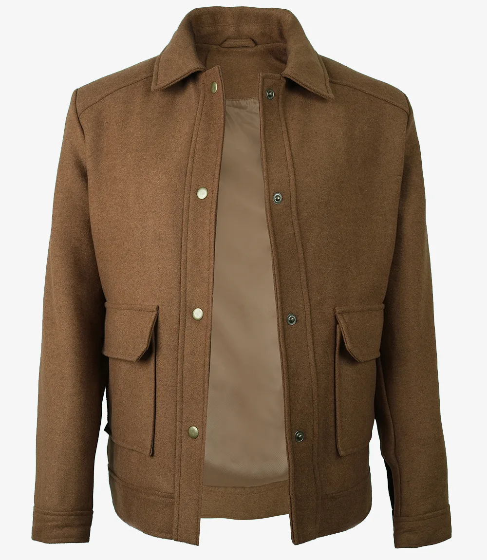 Veste utilitaire en laine marron pour femme – Image 2