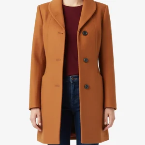 Manteau 3/4 en laine rouille Barbara pour femme