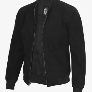 Blouson aviateur en daim noir de qualité supérieure pour homme