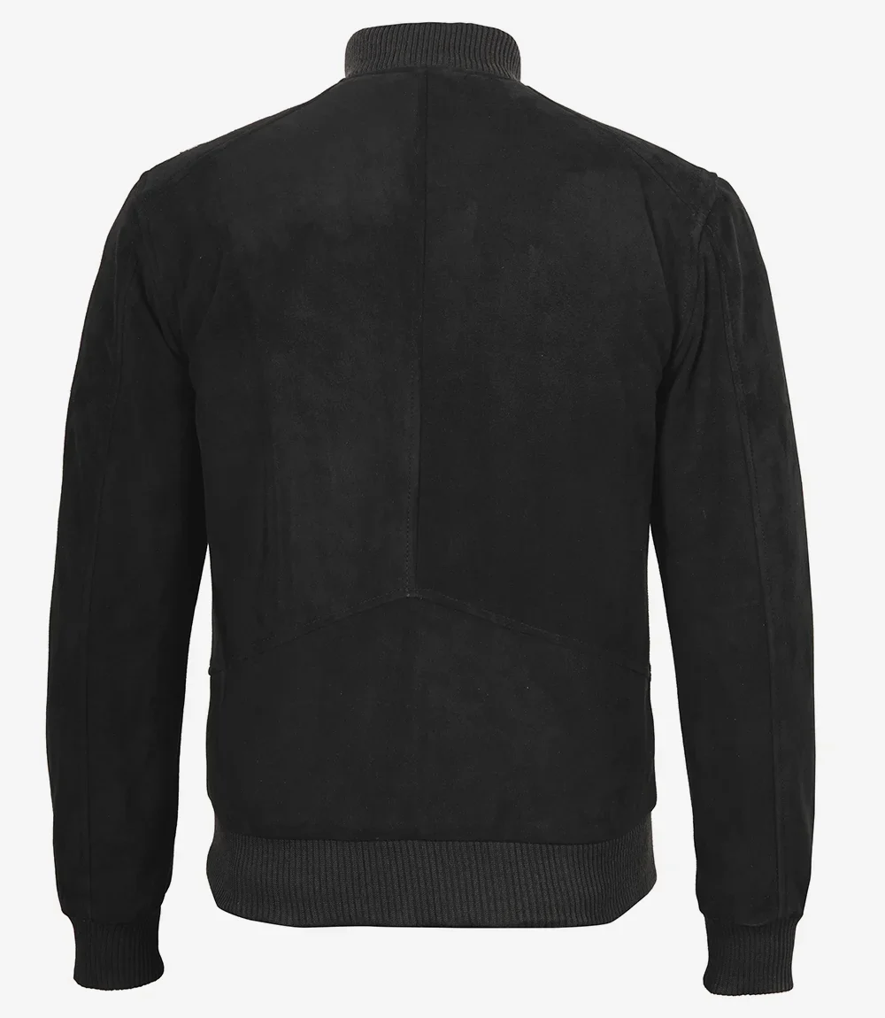 Blouson aviateur en daim noir de qualité supérieure pour homme – Image 5