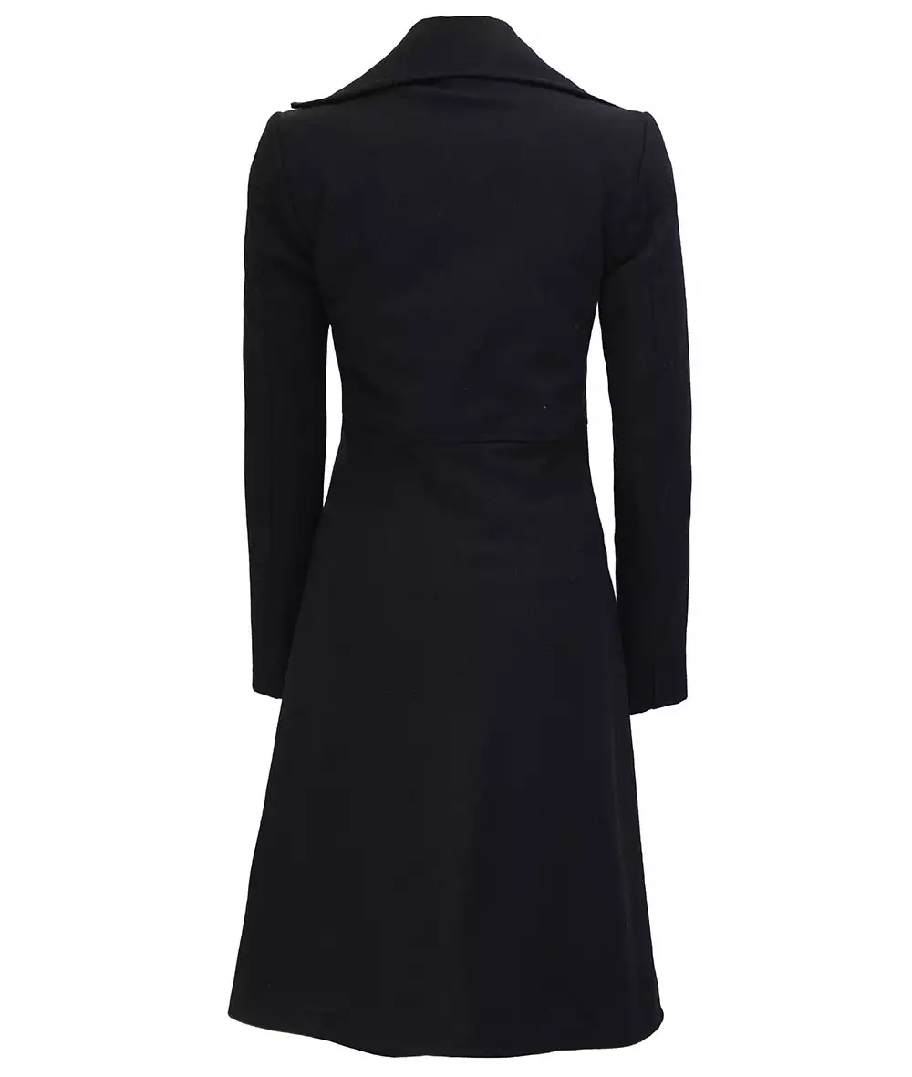 Trench-coat croisé en laine noir pour femme Carol – Image 4