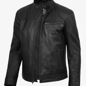 Veste en cuir noir Bickford pour homme – Cuir d'agneau véritable