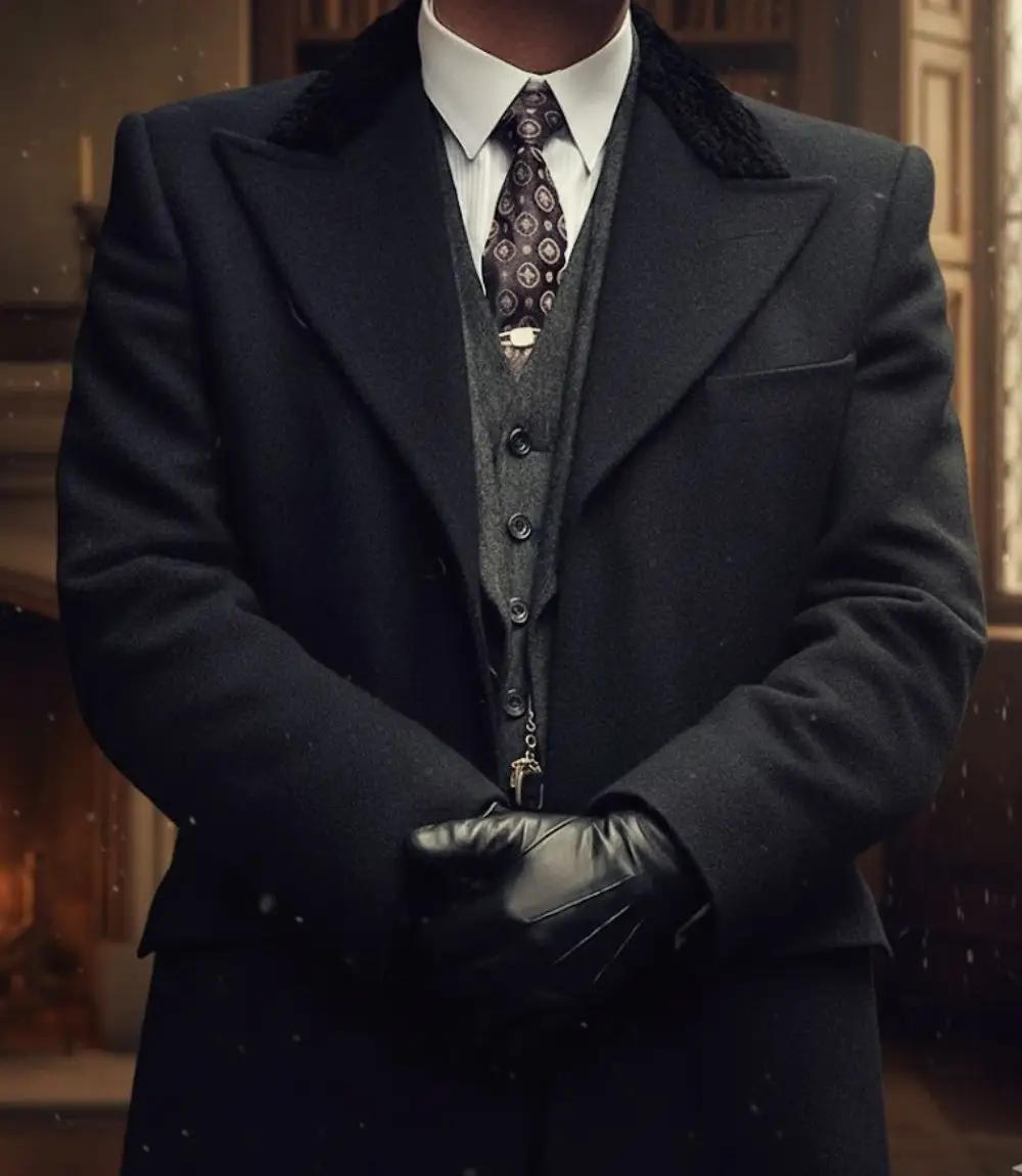 Manteau noir classique de gangster des années 1920 pour homme Shelby - Pardessus en laine – Image 2