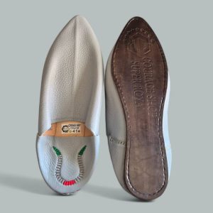 Babouche en cuir beige - Semelle résistante