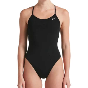 Maillot de bain une-pièce Hydrastrong Lace-Up Tie-Back pour femmes -Noir