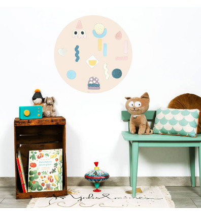 Tableau magnétique repositionnable Rond beige rosé
