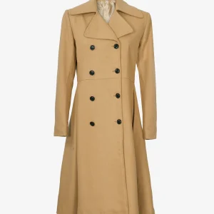 Manteau en laine beige Marci pour femme – Croisé