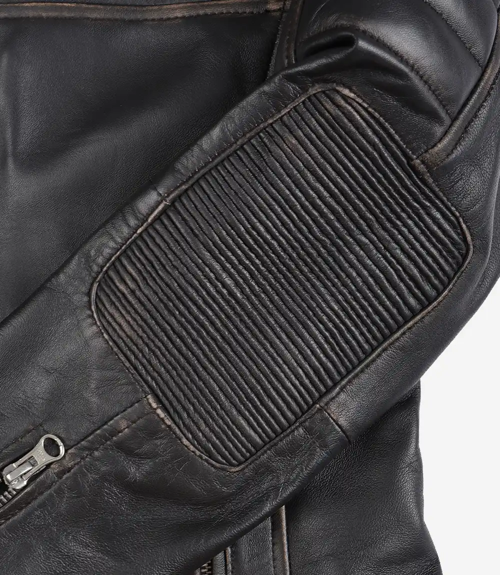 Veste en cuir marron vieilli style motard pour femme – Image 6