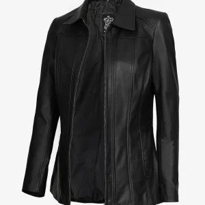 Manteau en cuir noir pour femme Marsha